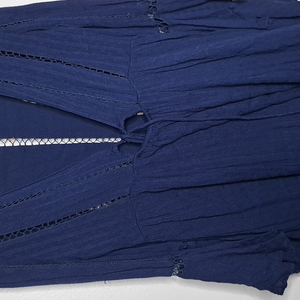 RARE Free People Blue Bohemian hippie flowy Mini beach Dress XS - Picture 9 of 9